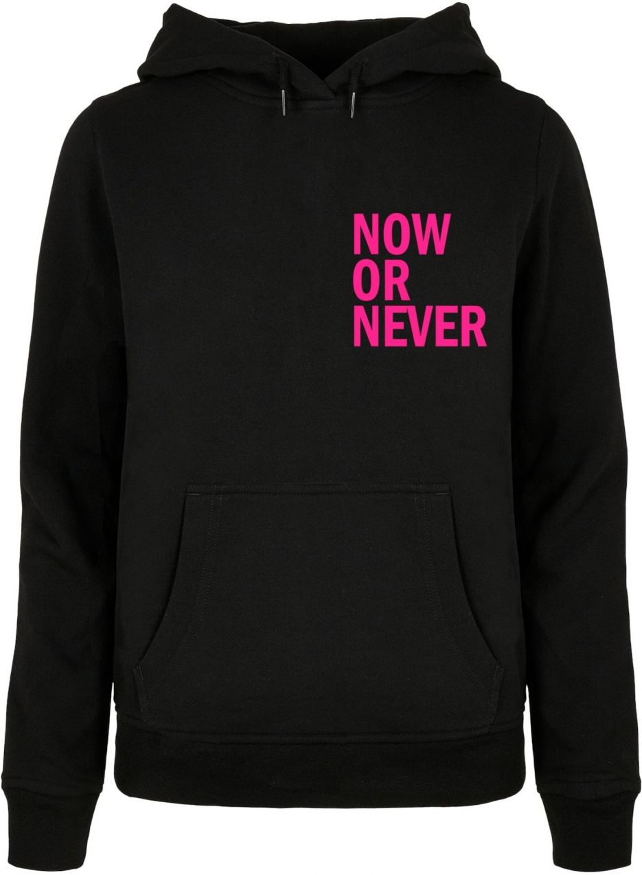 Merchcode Mikina 'Now Or Never'  ružová / čierna