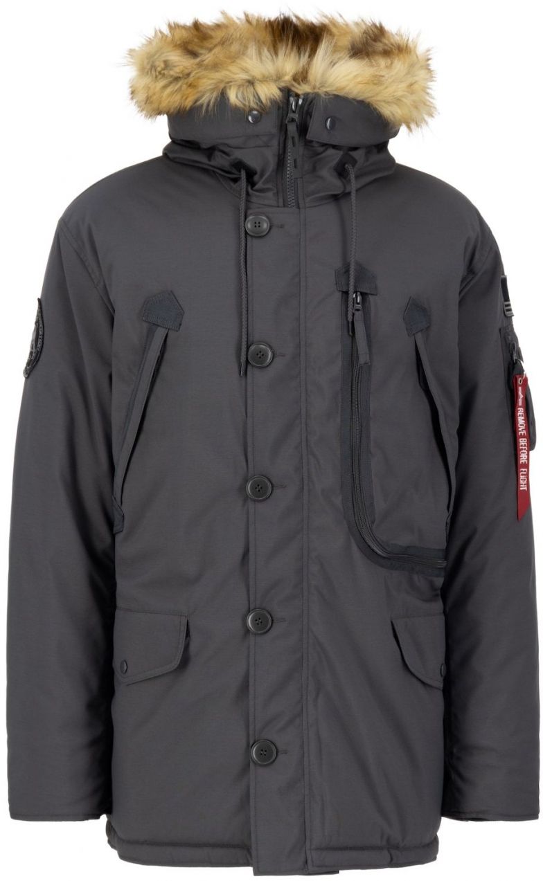 ALPHA INDUSTRIES Zimná parka 'Polar'  sivá / červená