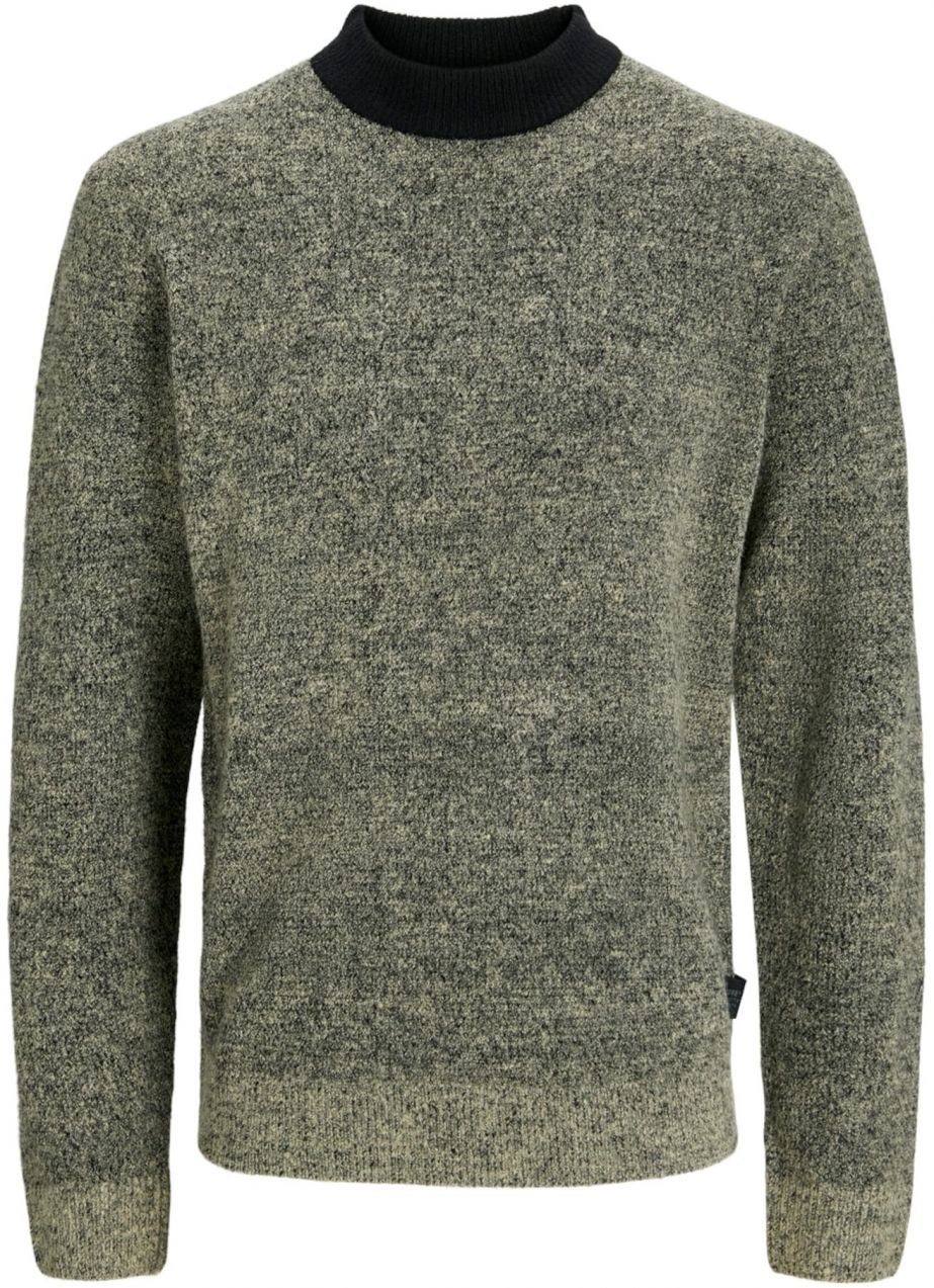JACK & JONES Sveter 'JCOSPACE'  zelená melírovaná / čierna