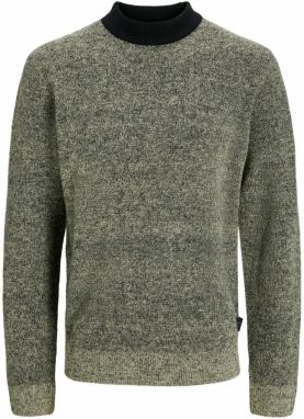 JACK & JONES Sveter 'JCOSPACE'  zelená melírovaná / čierna