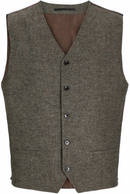 JACK & JONES Vesta k obleku 'JPRWinter'  čokoládová / hnedá melírovaná / čierna