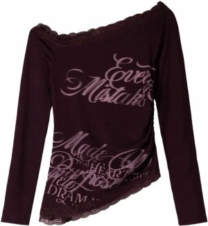 Bershka Tričko  baklažánová / orgovánová