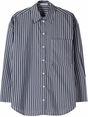 Bershka Blúzka  tmavomodrá / biela