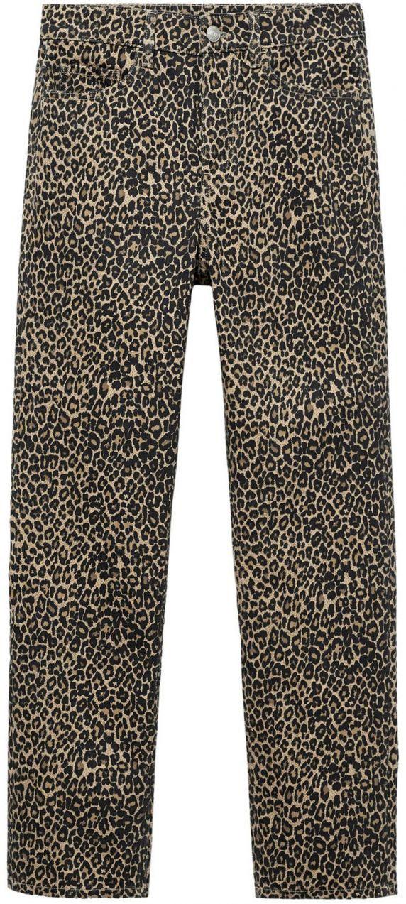 MANGO Džínsy 'Leopard'  karamelová / brokátová / čierna