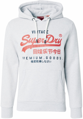 Superdry Mikina  námornícka modrá / sivá melírovaná / červená
