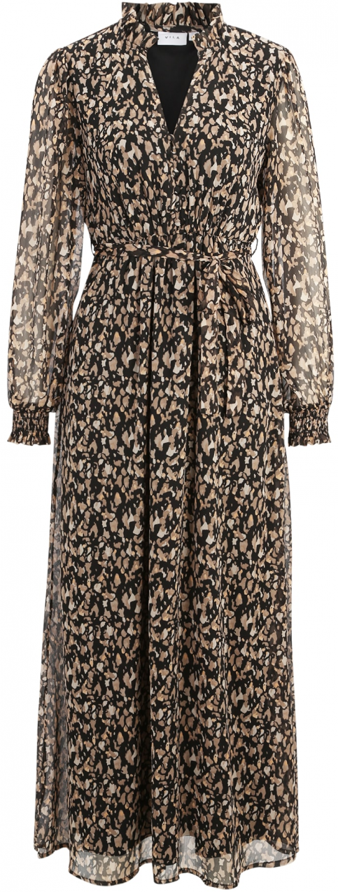 VILA Šaty  béžová / svetlohnedá / čierna