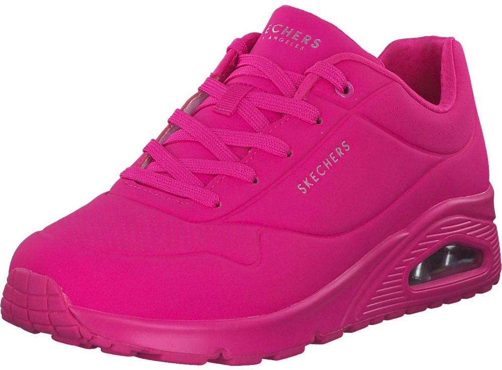 SKECHERS Nízke tenisky 'Uno - Night Shades'  neónovo ružová / strieborná