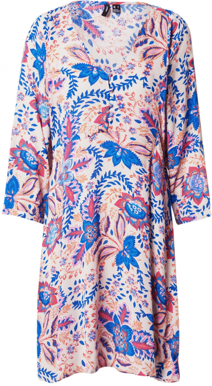 VERO MODA Košeľové šaty 'VMMenny'  modrá / striebornosivá / marhuľová / ružová