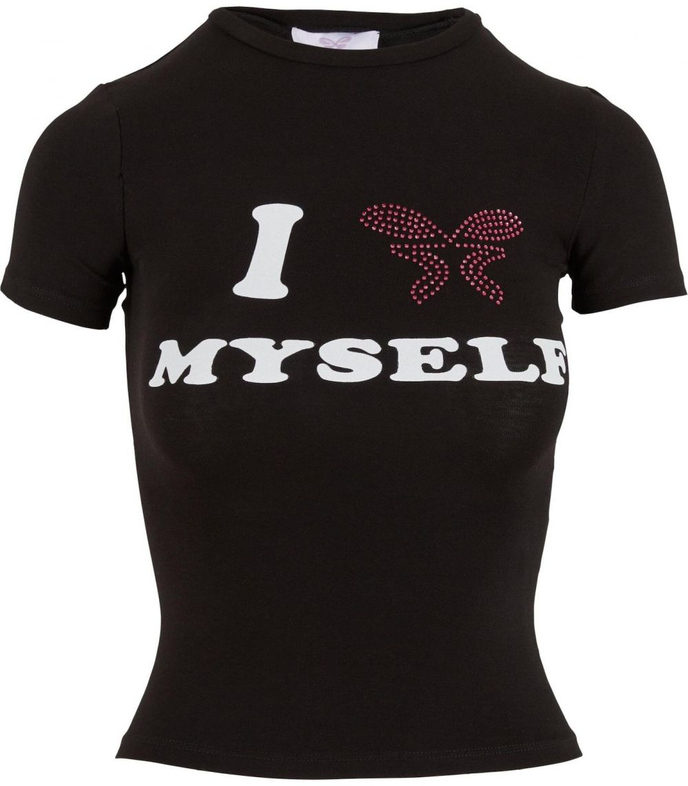 Felicious Tričko 'Love Yourself'  purpurová / čierna / biela