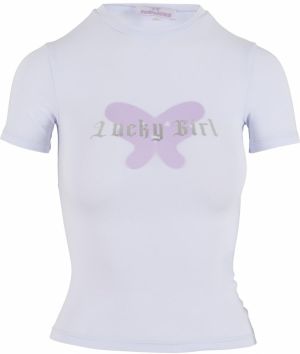 Felicious Tričko 'Lucky Girl '  levanduľová / strieborná / biela
