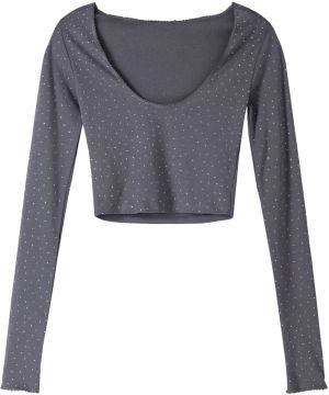 Bershka Tričko  tmavosivá / biela
