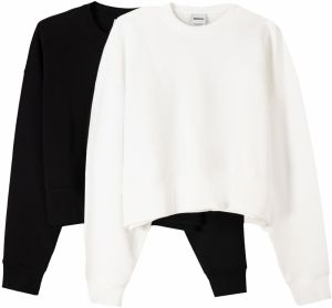Bershka Mikina  čierna / biela