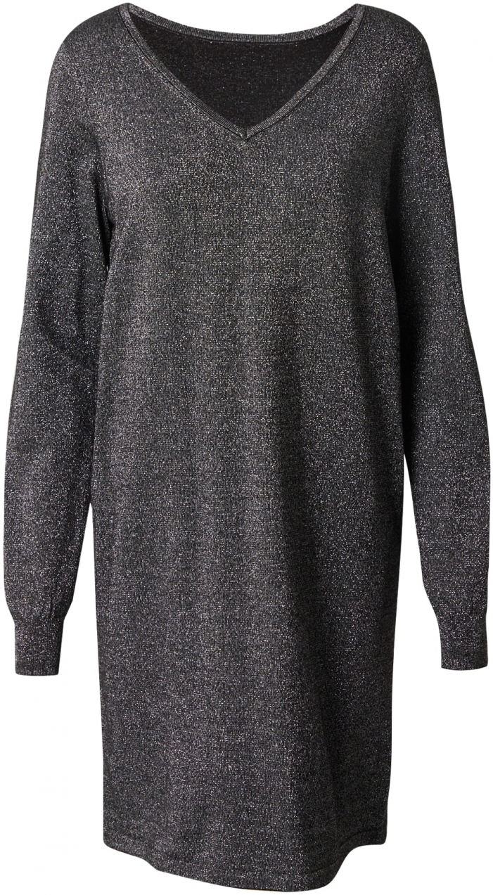 VERO MODA Pletené šaty 'VMHAPPYSHINE'  čierna / strieborná