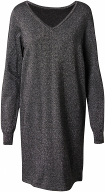 VERO MODA Pletené šaty 'VMHAPPYSHINE'  čierna / strieborná