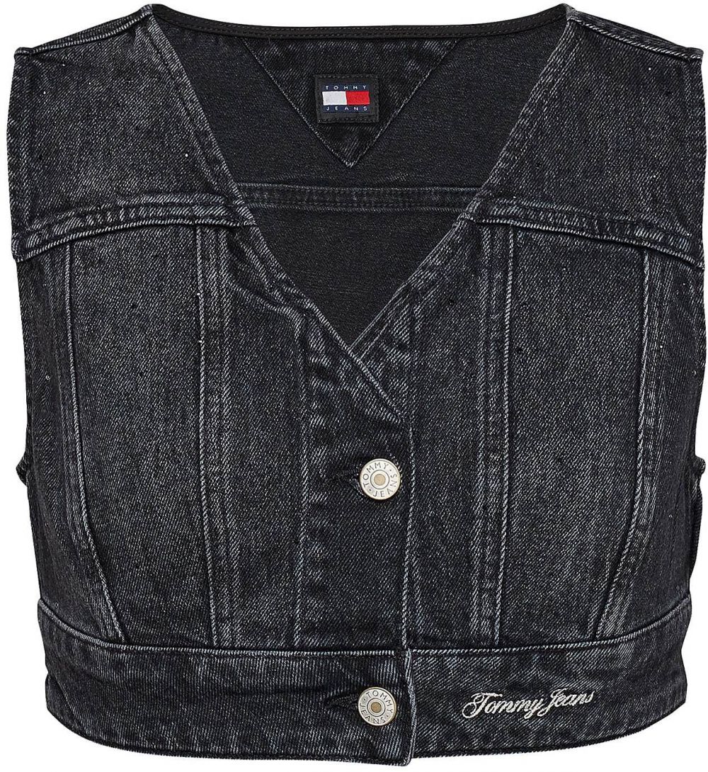 Tommy Jeans Vesta  čierny denim / biela