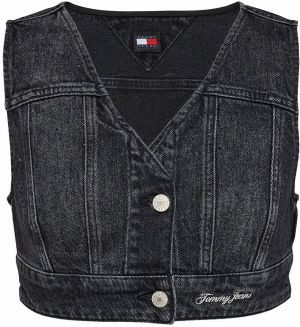 Tommy Jeans Vesta  čierny denim / biela