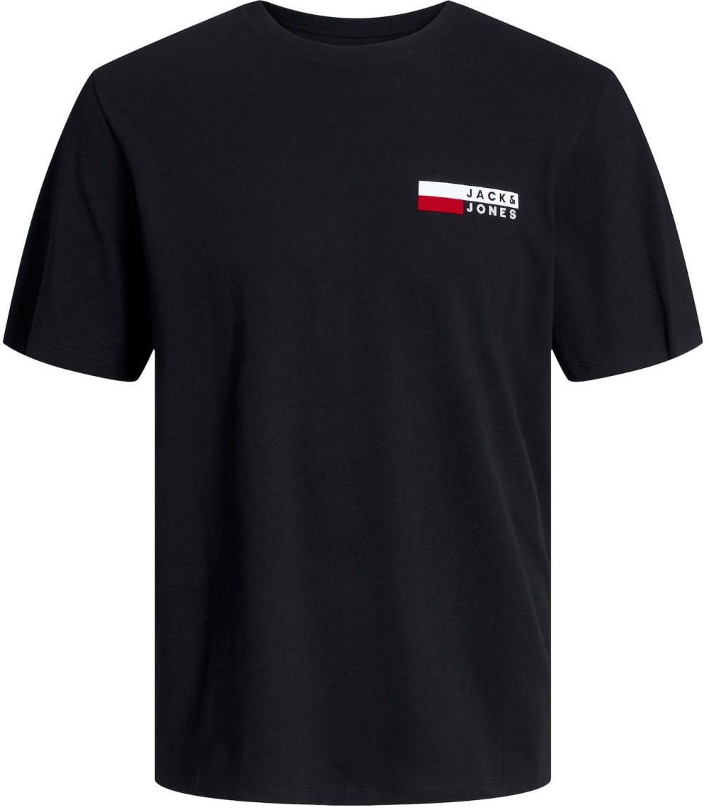 JACK & JONES Tričko 'JJECorp'  červená / čierna / biela