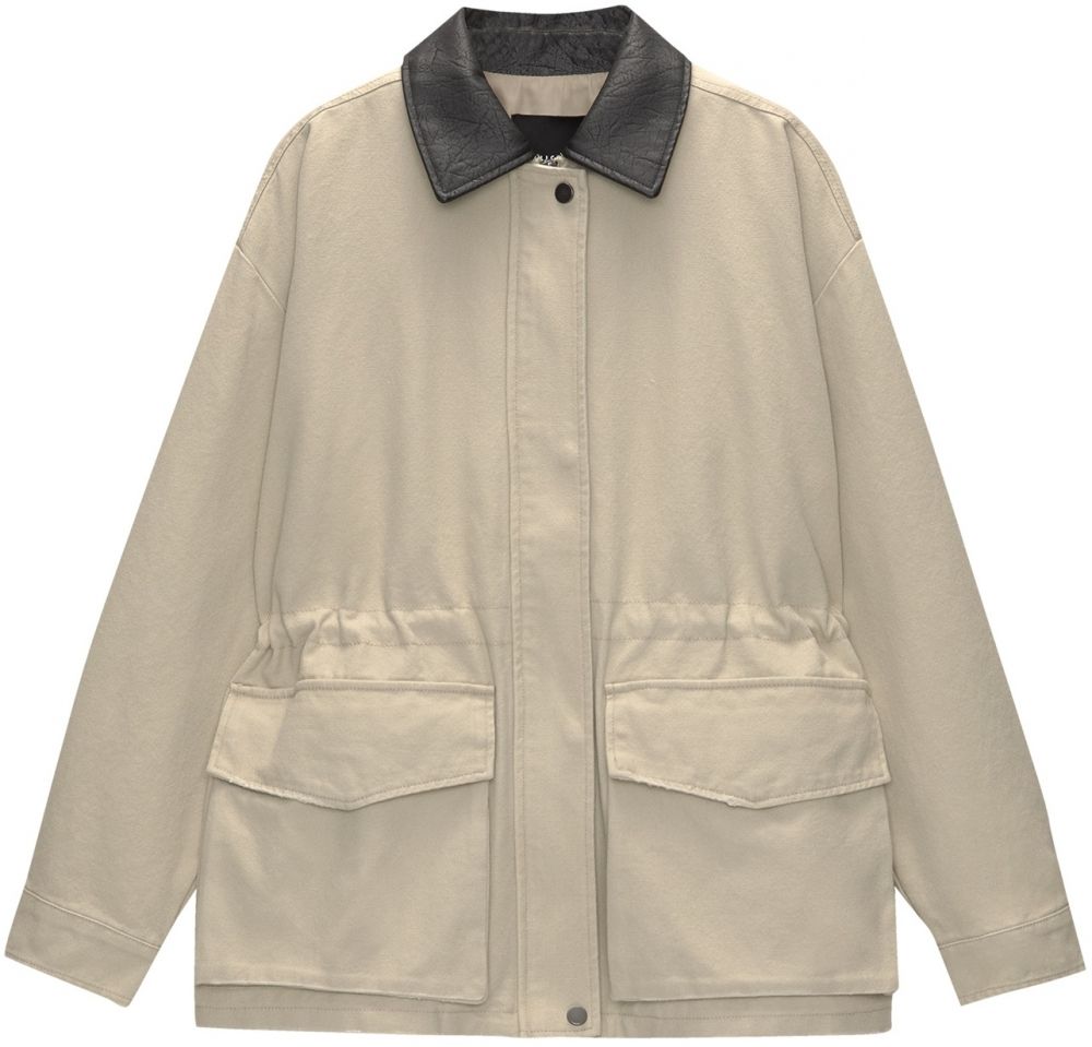 Pull&Bear Prechodná bunda  piesková / čierna