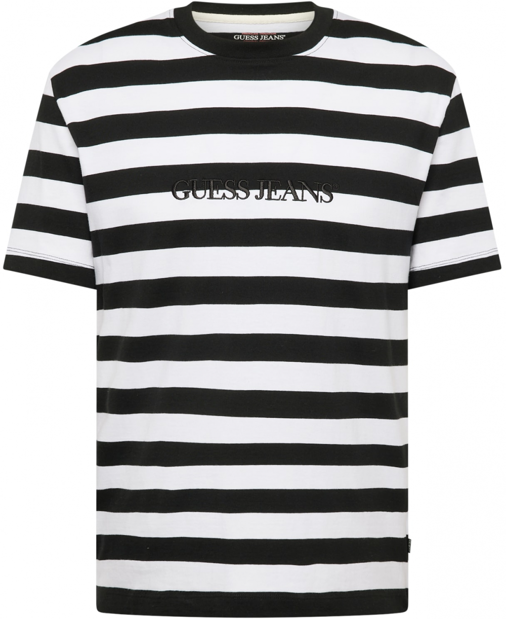 GUESS JEANS Tričko  čierna / biela