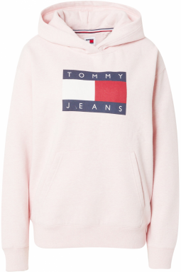 Tommy Jeans Mikina  námornícka modrá / pastelovo ružová / červená / biela