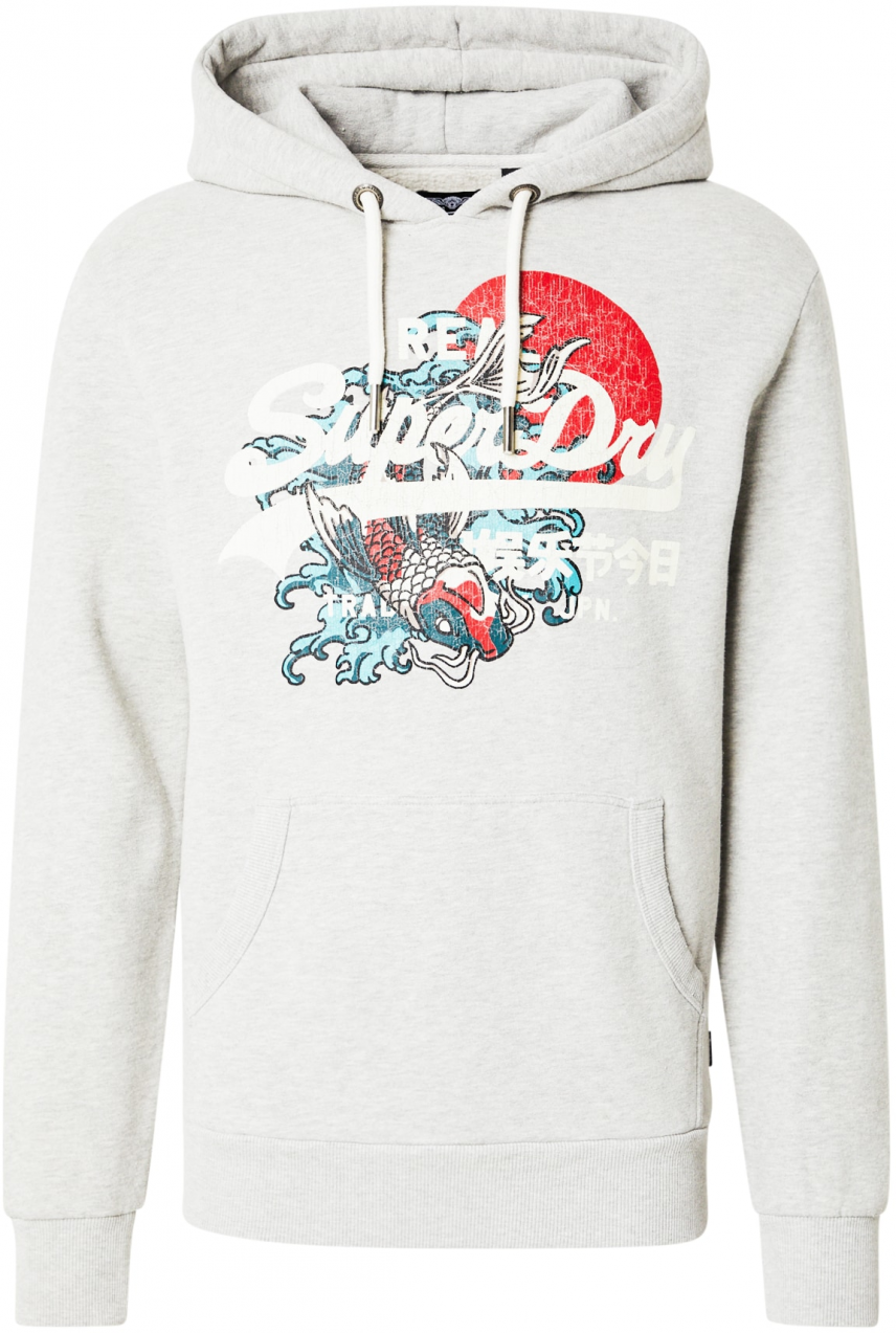 Superdry Mikina 'Tokyo'  modrá / svetlosivá / oranžová / biela