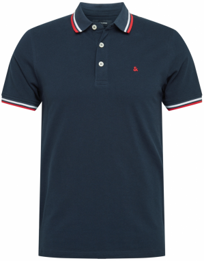JACK & JONES Tričko 'JJEPaulos'  tmavomodrá / červená / biela