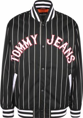 Tommy Jeans Prechodná bunda  červená / čierna / biela