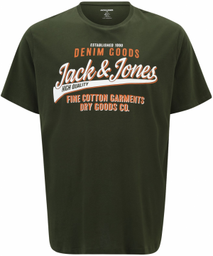 Jack & Jones Plus Tričko  olivová / mandarínková / biela