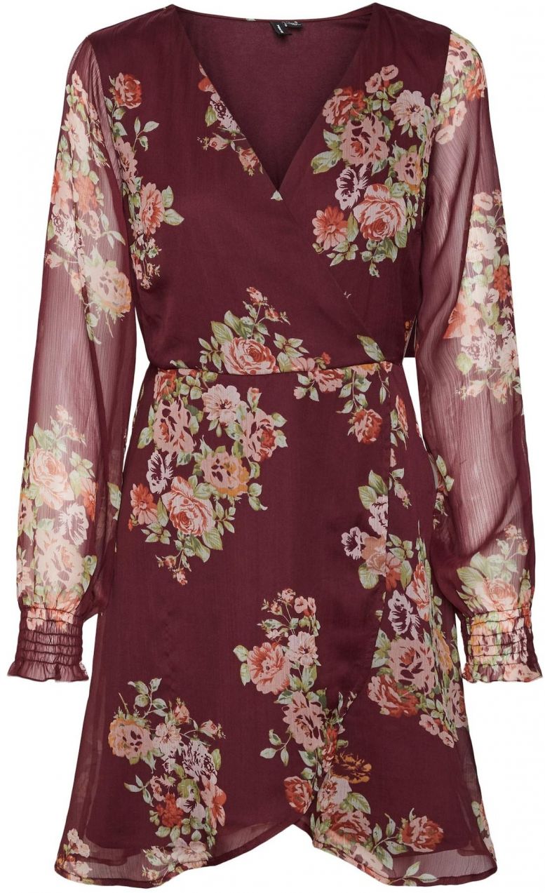 VERO MODA Šaty 'MARYA'  mätová / vínovo červená