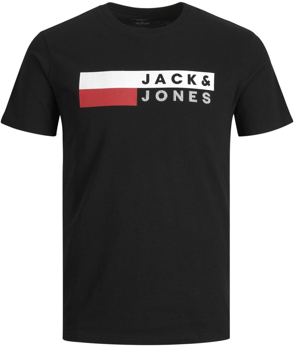 Jack & Jones Plus Tričko 'JJECorp'  červená / čierna / biela