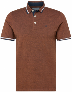 JACK & JONES Tričko 'JJEPaulos'  námornícka modrá / tmavohnedá / biela