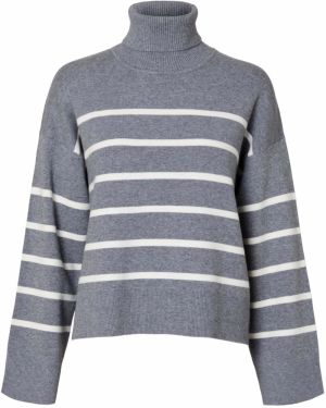 SELECTED FEMME Sveter 'SLFKamma'  tmavosivá / biela