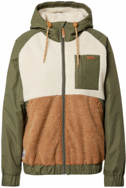 Iriedaily Prechodná bunda 'Arctikmix'  karamelová / olivová / biela ako vlna