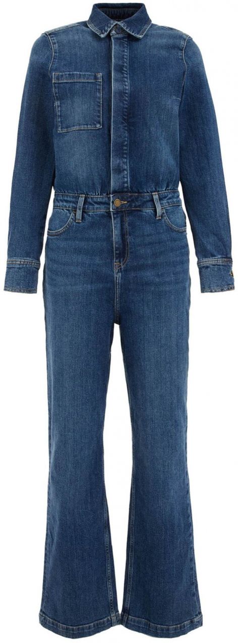 WE Fashion Overal  modrá denim / hnedá