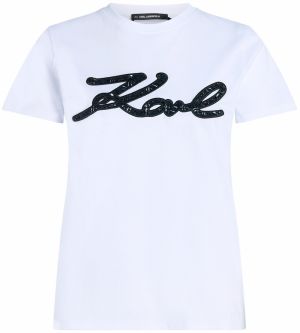 Karl Lagerfeld Tričko  tmavomodrá / čierna / biela
