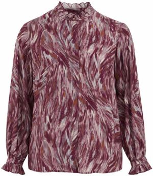 WE Fashion Blúzka  sivá / hrdzavo červená / burgundská