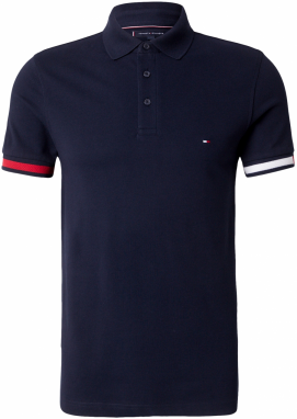 TOMMY HILFIGER Tričko  tmavomodrá / červená / šedobiela