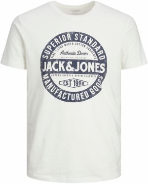JACK & JONES Tričko 'JJEJeans'  námornícka modrá / biela