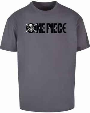 Merchcode Tričko 'One Piece Jolly Roger'  tmavosivá / čierna / biela
