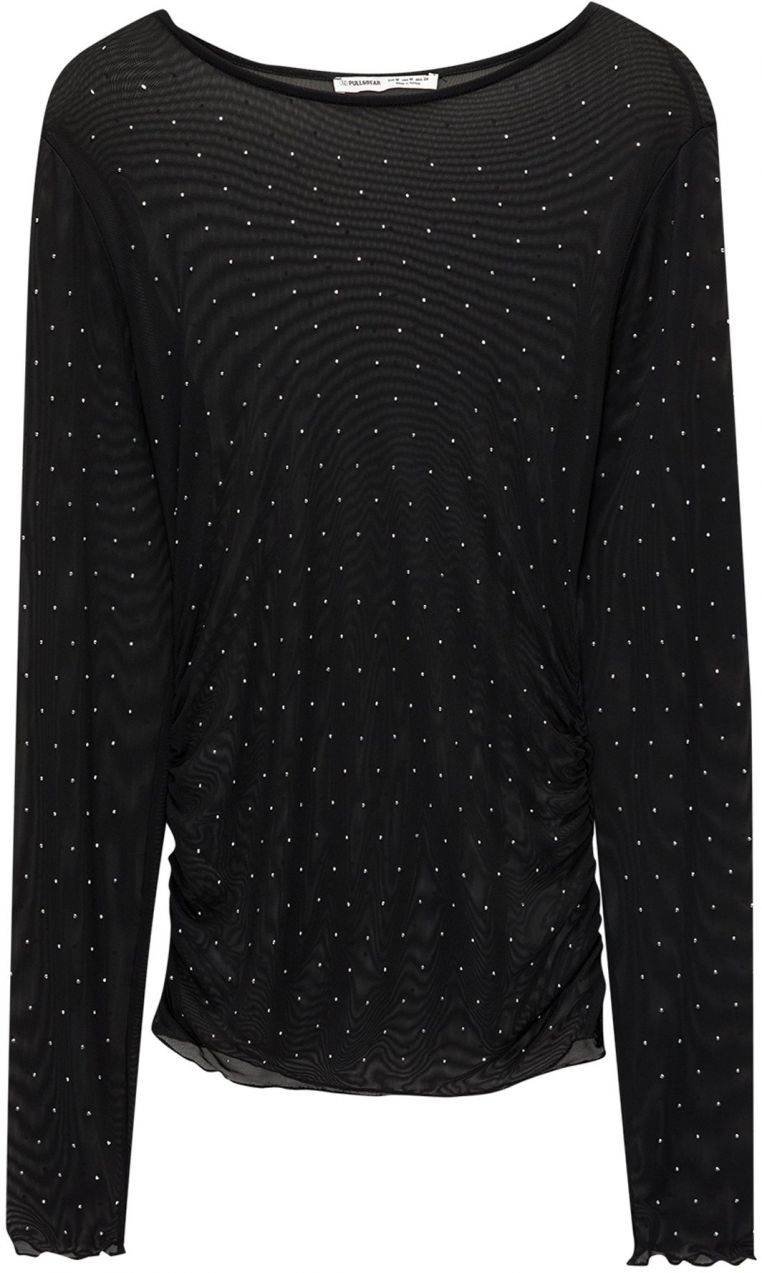 Pull&Bear Tričko  čierna / priehľadná