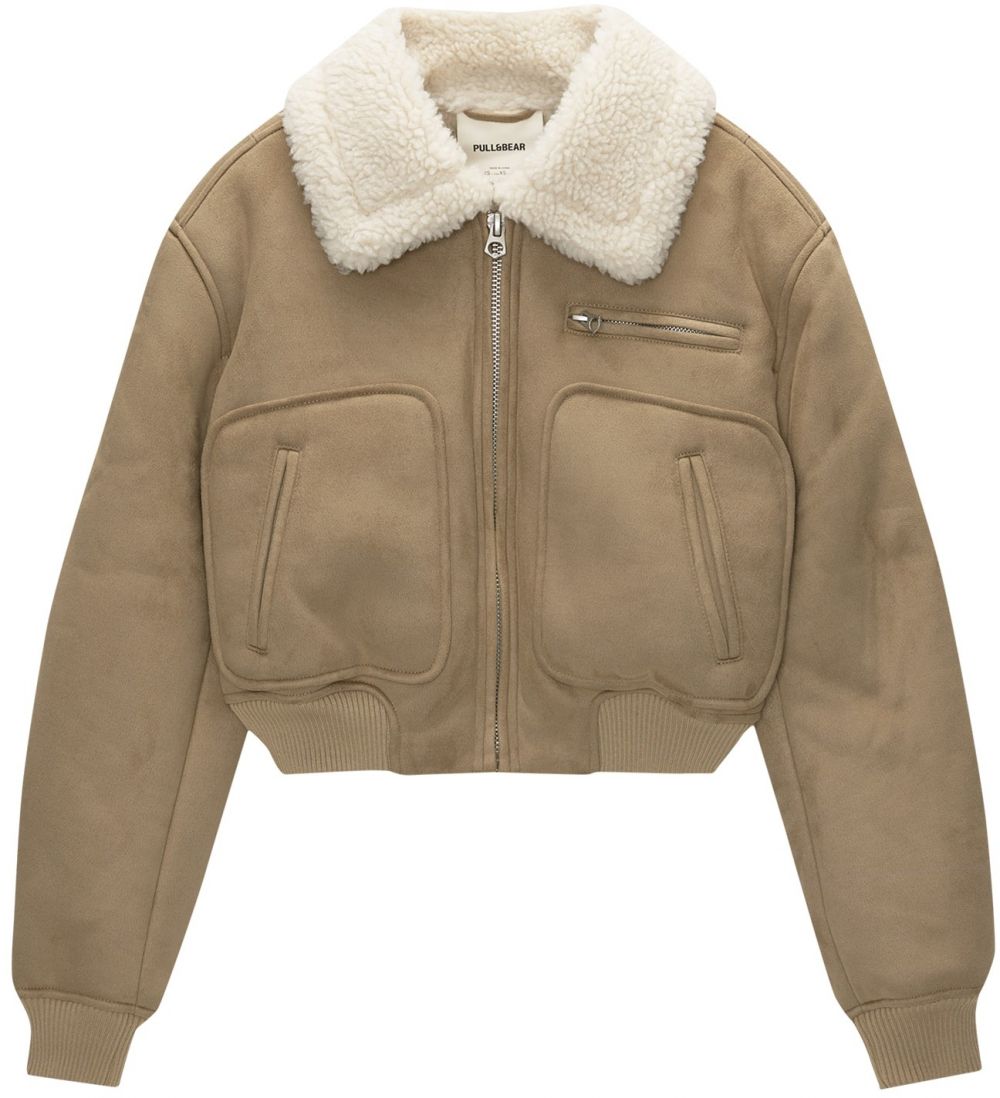 Pull&Bear Prechodná bunda  svetlohnedá / prírodná biela