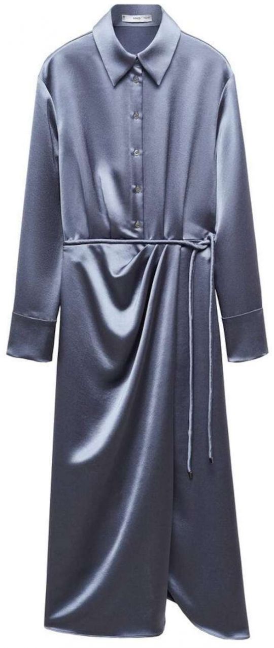 MANGO Košeľové šaty  modrosivá