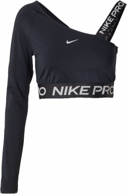 NIKE Funkčné tričko 'Pro Shine'  čierna / biela