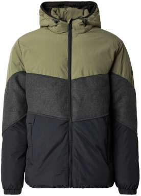 INDICODE JEANS Prechodná bunda  sivá melírovaná / kaki / čierna