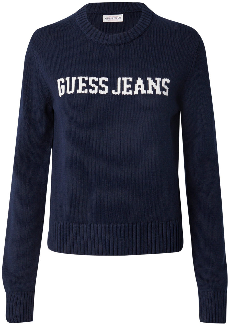 GUESS JEANS Sveter  námornícka modrá / biela