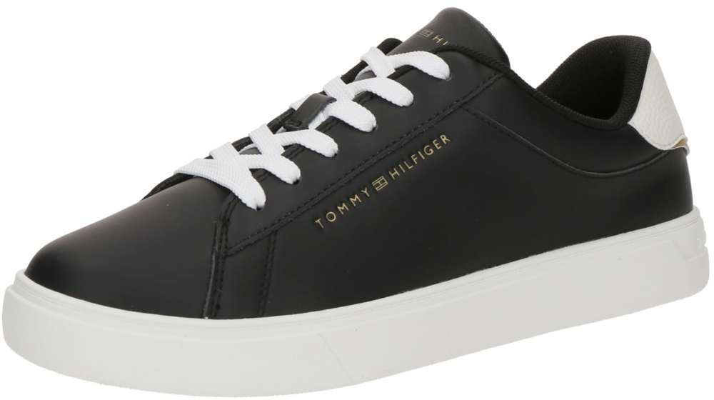 TOMMY HILFIGER Nízke tenisky 'Essential Court'  zlatá / čierna / biela
