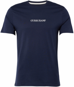 GUESS JEANS Tričko  tmavomodrá / biela