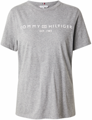 TOMMY HILFIGER Tričko  sivá melírovaná / biela
