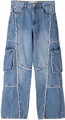 Bershka Rifľové kapsáče  modrá denim