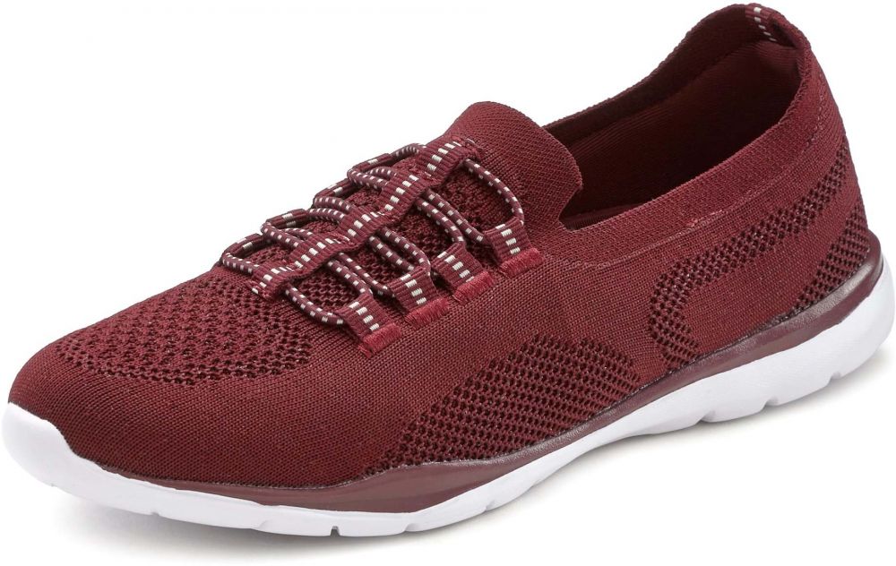 LASCANA Slip-on obuv  bordová / biela